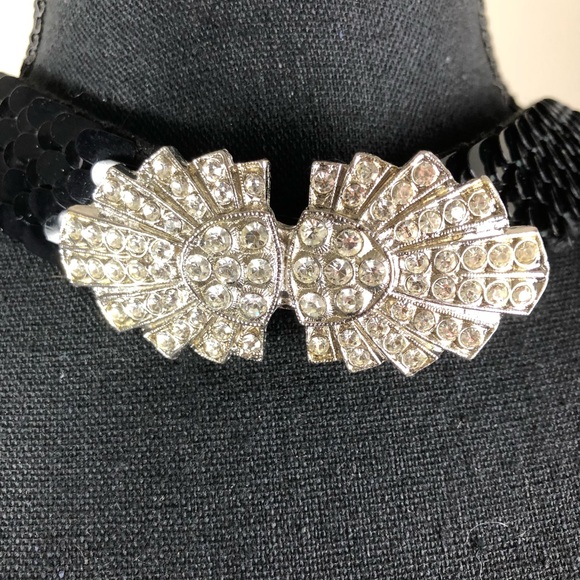 Vintage Accessories - Art Deco | Black Fish Scale Belt